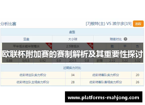 欧联杯附加赛的赛制解析及其重要性探讨